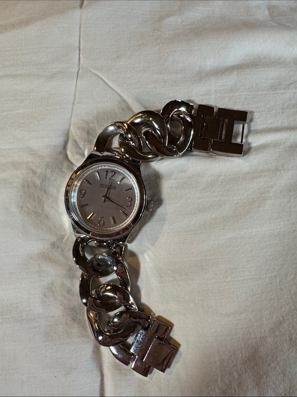 RJ Graziano Watch Womens 8” Wrist Silver Chain-Link Unisex Watch